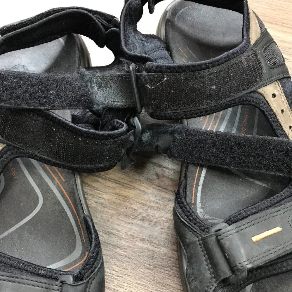 Ecco YUCATAN Sandals Mens Size 11/11.5 EU 45 Leather Outdoor Hiking Casual Black